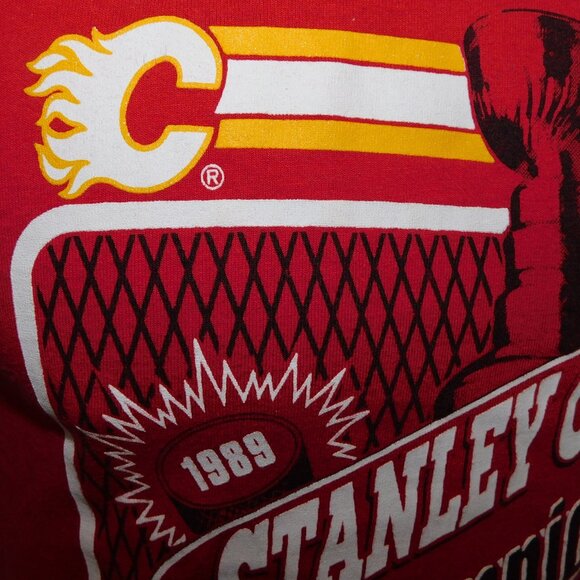 VTG 1989 NHL Stanley Cup Champions Calgary Flames Mens M T Shirt Screen Stars - Picture 3 of 8